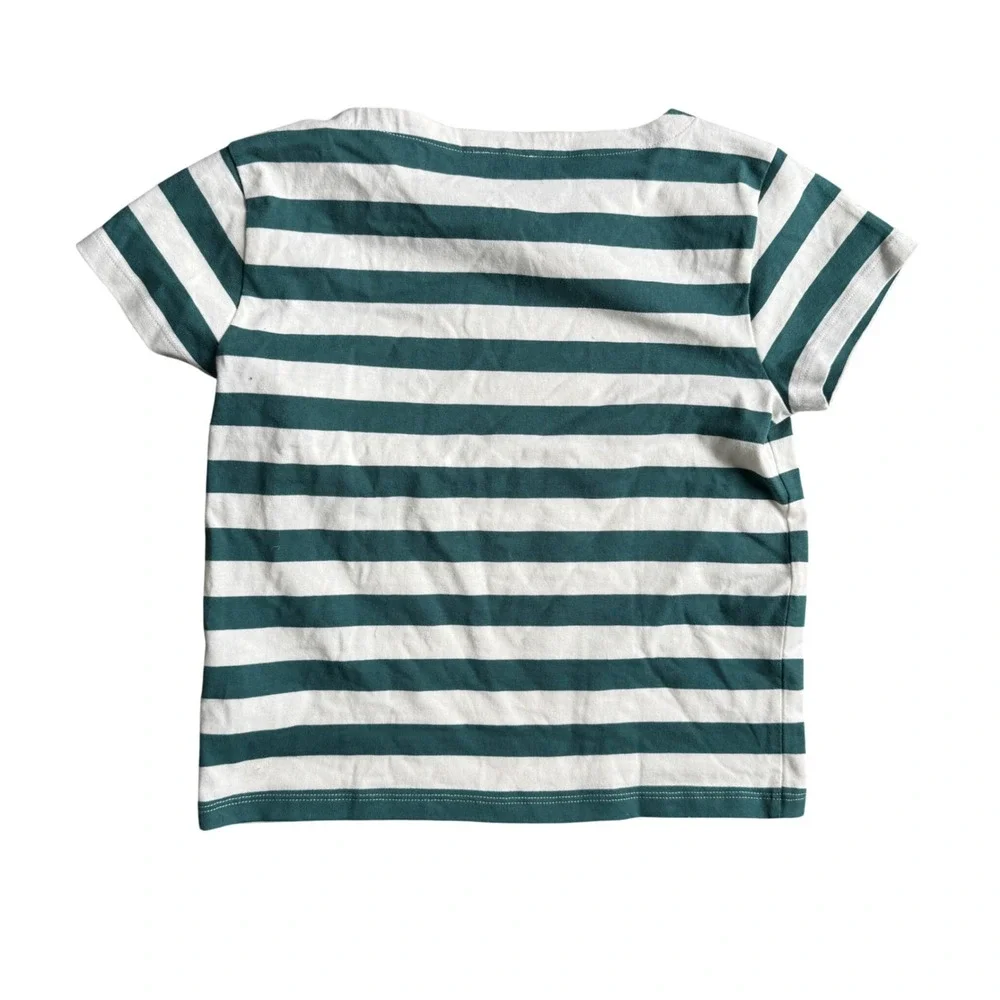 J. CREW Striped button-shoulder boatneck tee green XS NWT